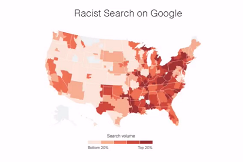 Map of Google searches of racist content